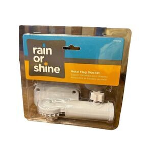Rain or Shine Metal Flag Bracket 0185738 White Outdoor House Holder Wall Mount